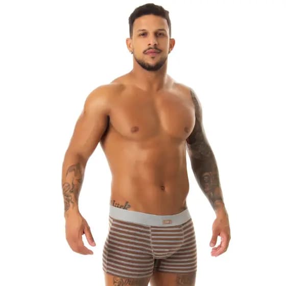 Kit 5 Cuecas Boxer Listradas Modelagem Anatômica Ultra Comfort