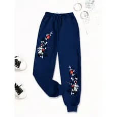 Calça Moletom Feminina Jogger Casual Streetwear Floral Estampada 100% Algodão Confortável com Bolso