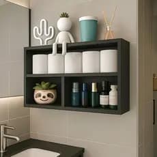 Nicho com Prateleiras Preto Fosco para Decoração e Organização 100% MDF 15mm
