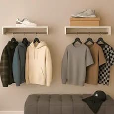 Kit 2 Arara Nicho Cabideiro MDF Branco Tubo Metal Com Parafusos e Suporte para Loja e Casa