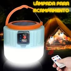 Lâmpada de Acampamento Ultra Forte Recarregável USB e Energia Solar / Com Controle Remoto MINX MINX SHOP