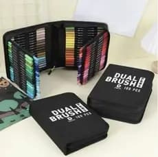 Kit 36/48/60/72/80/100/120 Cores Caneta 2 em1 Brush Lettering e Ponta Fina Dual Pen Canetinha Colorir Desenho MINX MINX