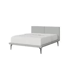 Cama Casal Japonesa Tóquio com Cabeceira Almofadada Linho Cinza