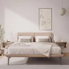 Cama Japonesa Toquio King com Cabeceira Almofada Linho Bege