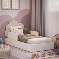 Cama Montessoriana Infantil Nuvem C/ Colchão Elevada do chão e Apoio Lateral