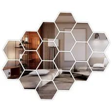 ESPELHO DECORATIVO PARA QUARTO E SALA HEXÁGONO FEITO EM ACRÍLICO ESPELHADO PROMOÇÃO