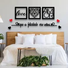 Kit 3 Quadros Decorativos + Frase Que a Felicidade Vire Rotina Frase de Parede Quarto  Ou Sala Promoção