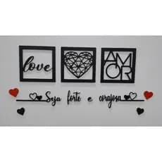 KIT QUADROS DECORATIVOS  + FRASE SEJA FORTE E CORAJOSA FRASE DE PAREDE QUARTO OU SALA