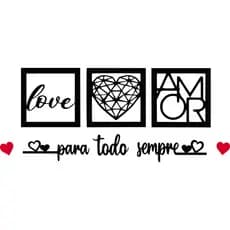KIT 3 QUADROS DECORATIVOS + FRASE PARA TODO SEMPRE  FRASE DE PAREDE QUARTO OU SALA PROMOÇÃO