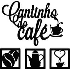 Kit Cantinho do Café 4 Peças Mdf 30cm Quadrinho Decorativo + Kit Instalação PROMOÇÃO