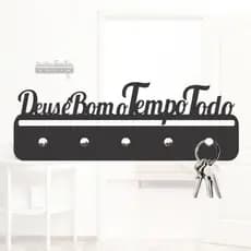 Porta Chaves Deus é Bom em Mdf Vazado de 3mm Preto Fosco
