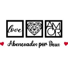 Kit 3 Quadros Decorativos + Frase Abençoados por Deus Frase de Parede Quarto Ou Sala em MDF
