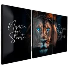 Quadros Decorativos Grande Sala Quarto Leão Nunca Foi Sorte promoção envio imediato