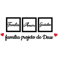 Kit 3 Quadros Decorativos + Frase Família Projeto De Deus Frase de Parede Quarto Ou Sala