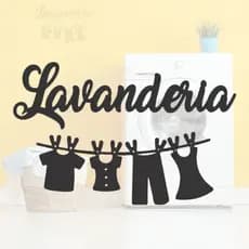 kit quadro decorativo placa cantinho da lavanderia em MDF preto já com fita dupla face