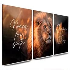 Quadro Decorativo Grande Sala Quarto Leão De Judá Nunca Foi Sorte Sempre Foi Deus