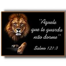 Quadro Decorativo Grande Sala Quarto Leão De Judá Salmo 121:3 Frase Da Bíblia