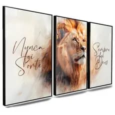 Quadros Decorativos Grande Sala Quarto Leao Nunca Foi Sorte Sempre Foi Deus 122x60 4k