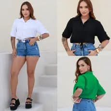 BLUSA FEMININA TECIDO DUNA COM BOTÕES 03