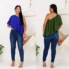 BLUSINHA TOP BAIXO UM OMBRO COM BABADO SOLIDA 15