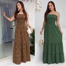 VESTIDO LONGO FEMININO LATEX TOMARA QUE CAIA ESTAMPADA MODA VERÃO18
