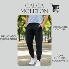 Calça De Moletom Adulto Com Punhos - Moletom Pemium  Peluciado  Elegnte Inverno Primavera Outono
