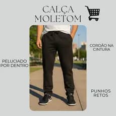 Calça De Moletom Adulto Sem Punho Com Cordão - Moletom Premium Peluciado  Elegante Inverno Primavera Outono
