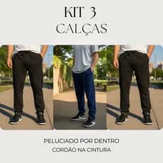 kit 3 calça de moletom adulto premium sem punho peluciado com cordao ajustavel confortavel elegante estiloso