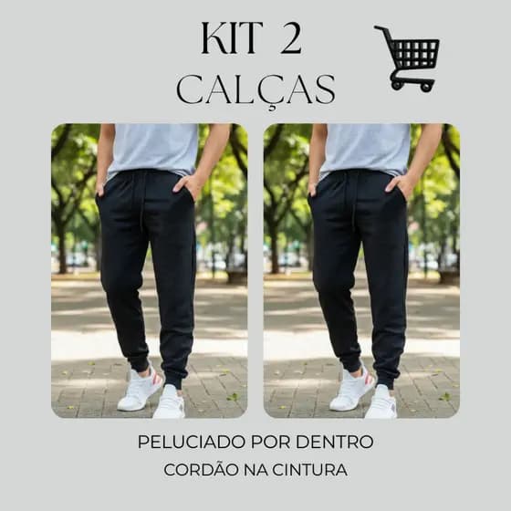 kit 2 Calças De Moletom Adulto Com Punho - Moletom Premium - Peluciado - Elegante