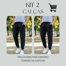 kit 2 Calças De Moletom Adulto Com Punho - Moletom Premium - Peluciado - Elegante