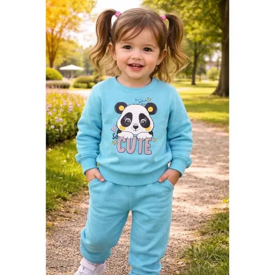 2 PEÇAS Conjunto De Moletom Infantil Feminino - Calça e Blusa Premium Eegante