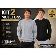 KIT 2 Blusa De Moletom Adulto Premium Peluciado gola redonda