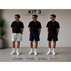 KIT 3 BERMUDAS DE MOLETOM MASCULINO CASUAL TREINO ACDEMIA ESPORTIVA VERÃO