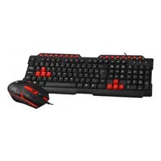 Teclado E Mouse Gamer Com Led Com Fio Usb Abnt2 C3tech Gk-20 Mouse Preto E Vermelho Teclado Preto