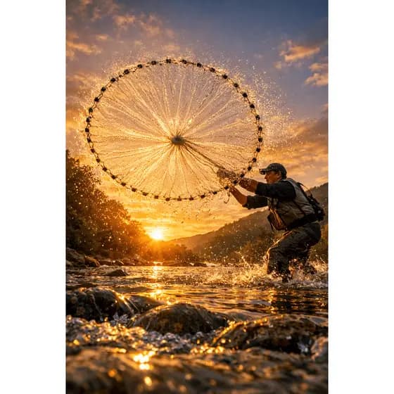 Tarrafa Média Semi-Artesanal de Com Corda E Chumbo Pesca