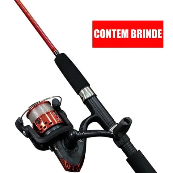 KIT Pesca Infantil Varinha Atlas + Molinete Fight 200 + BRINDE Pesca E Lazer Ar Livre