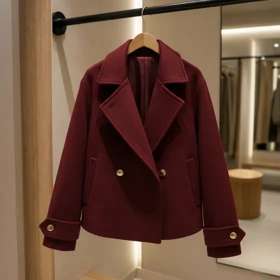 Jaqueta Feminina Casaco Frio Lã Batida Blusa Botões Luxo