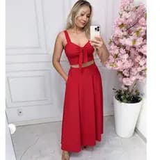 conjunto cropped e saia longa