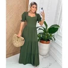 Vestido Longo Manga Princesa