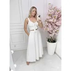 conjunto cropped e saia com alça