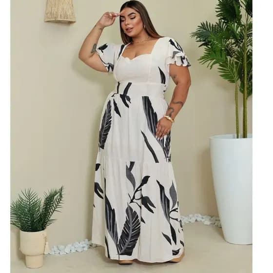 vestido evagelica plus size con dupla fler