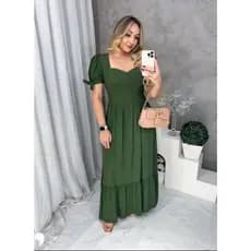 Vestido longo com amarração nas manga
