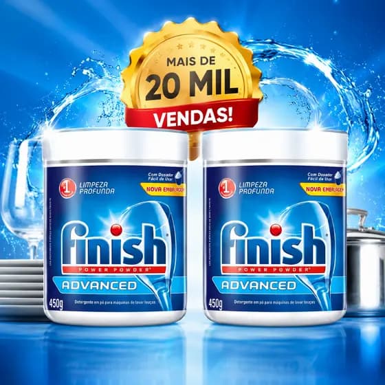 Finish Power Powder Advanced Detergente para Lava Louças em Pó 450g KIT