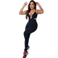 Macacão  longo suplex frio adulto preto
