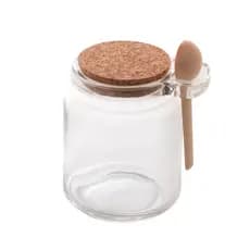 Pote de Vidro com Colher em Bambu e Tampa Rolha 240ml Lyor - Saleiro e Porta Condimento
