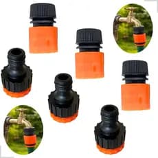 Kit 3 Adaptador Bico Torneira + 3 Engate Rápido Mangueira Jardim Ar Livre Irrigação Bico Rosca 3/4