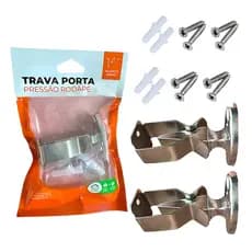 Kit 2 Fixador Prendedor De Porta Pressão Rodapé Trava Parede Aparador Batente Fixar Segurar Batedor