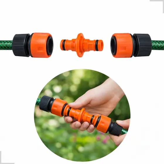 Kit Conector Duplo Emenda Unir Mangueira + 2 Engate Rápido Reparo União Macho Jardim Jardinagem