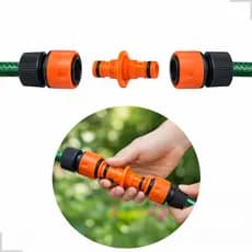 Kit Conector Duplo Emenda Unir Mangueira + 2 Engate Rápido Reparo União Macho Jardim Jardinagem
