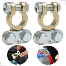 Kit 2 Terminal Bateria Universal Sapo Sapão Reforçado 1 Par Conector Automotivo Cabo Trava Dourado
